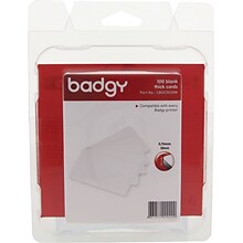 Badgy Thick and Blank PCV Cards, White, 100/Pack (CBGC0030W)