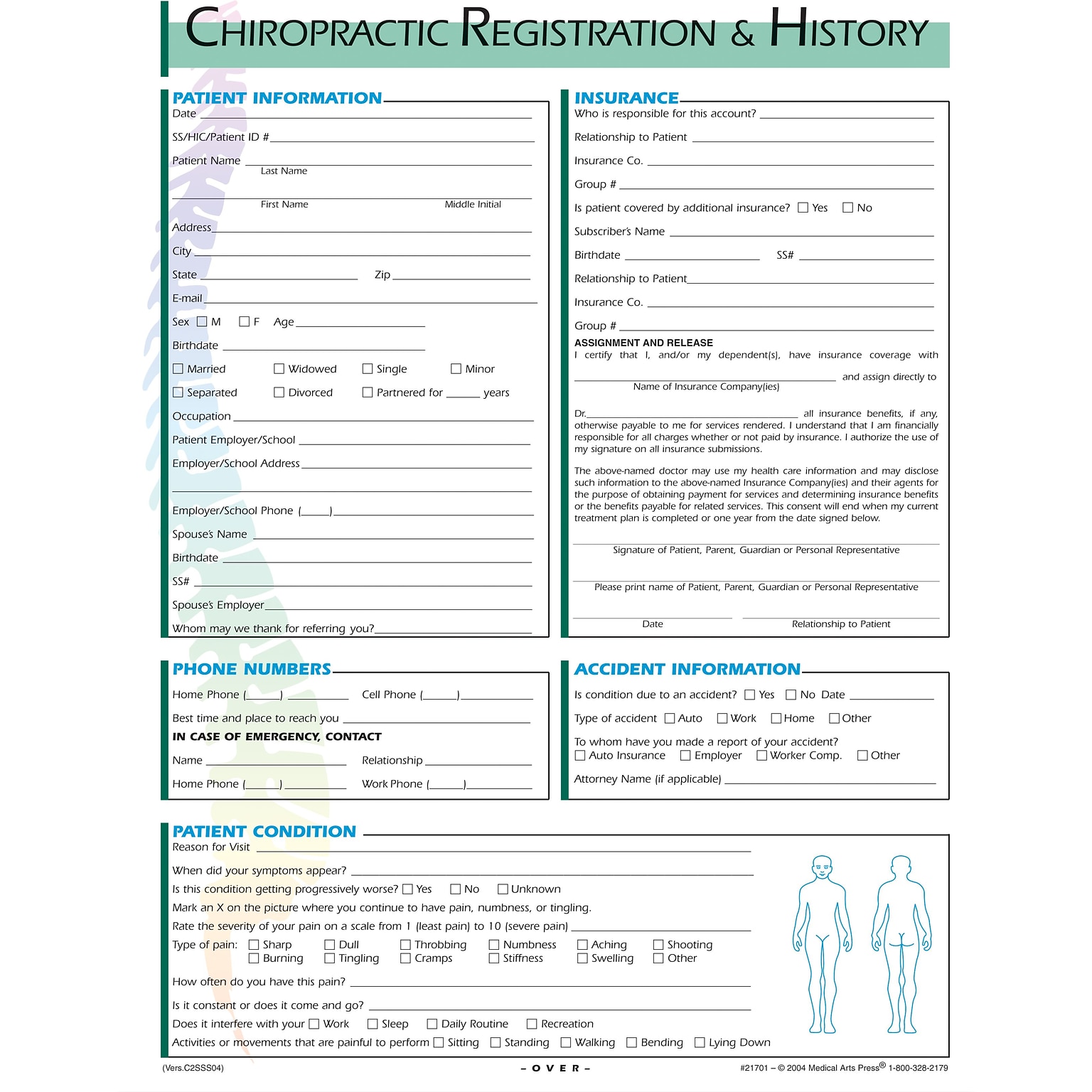 Medical Arts Press® Chiropractic Registration and History Form
