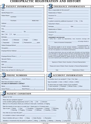 Chiropractic Registration and History Form without Updates, Sky Blue