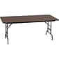 Correll® 30"D x 96"L  Adjustable Height Heavy Duty Folding Table; Walnut Melamine Laminate Top