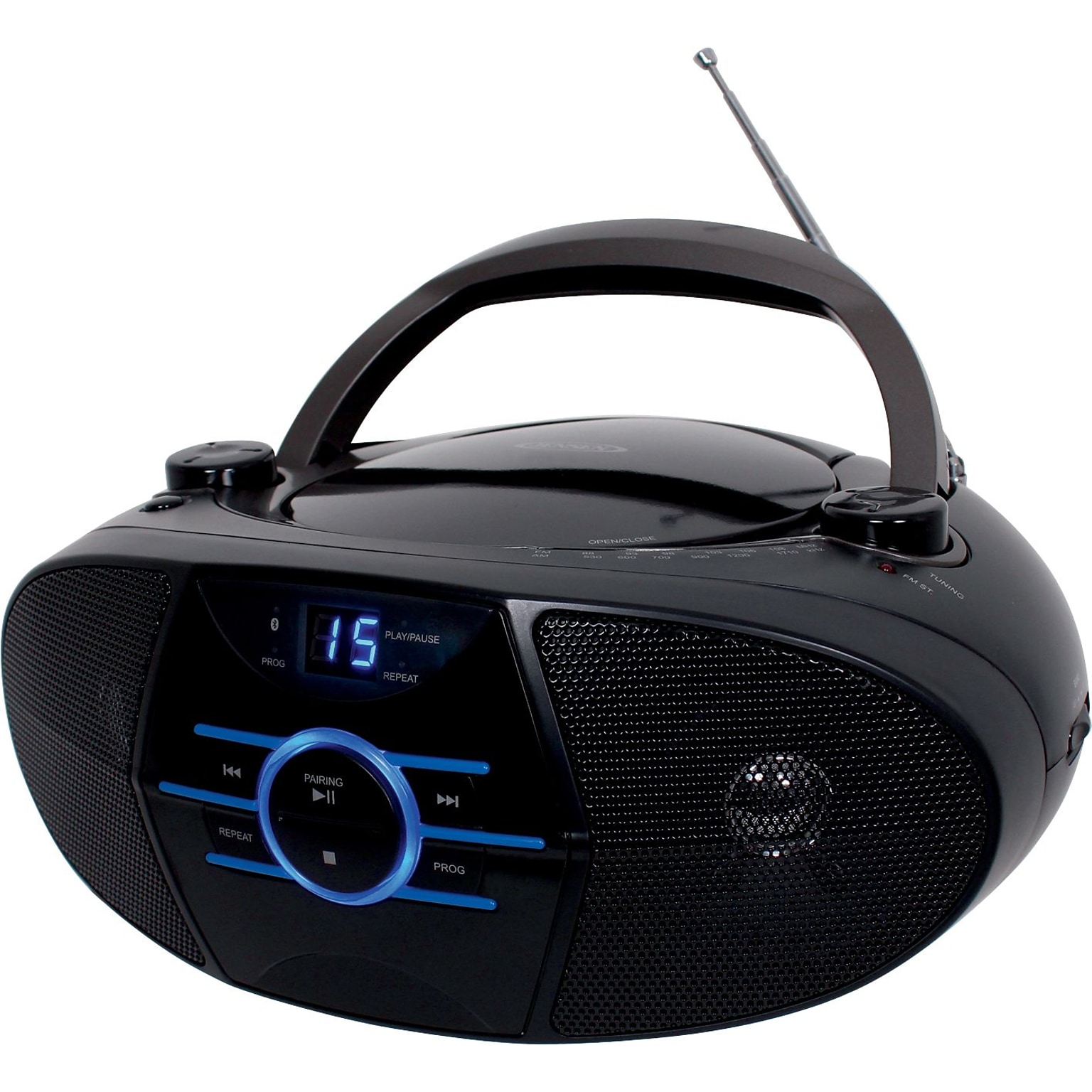 Jensen CD-560 Portable Bluetooth Boombox with CD Player, Black (CD-560)