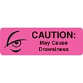 Medical Medication Instruction Labels, May Cause Drowsiness, Pink, 0.5 x 1.5 inch, 500 Labels
