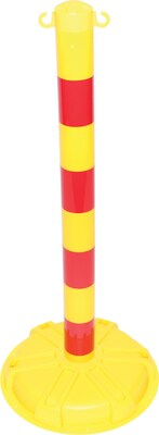ACCUFORM SIGNS® BLOCKADE Stanchion Post, Yellow Post w/Standard Red Stripe, Each