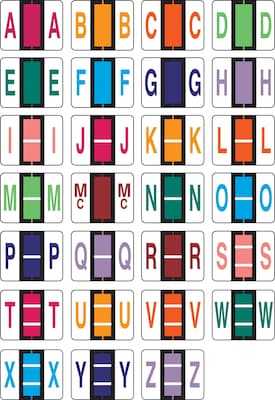 Medical Arts Press® Products Compatible Alphabetic Labels, Assorted Colors, 1x1-1/4, 14,000 Labels