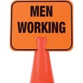 Cortina Cone Sign, Men Working, 10.5 X 12.5, Black On Orange
