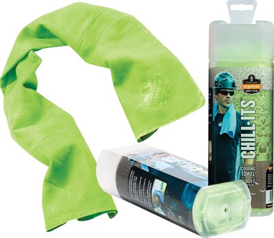 Ergodyne Chill-Its Cooling Towel, Lime, One Size, 6/Carton (12439)