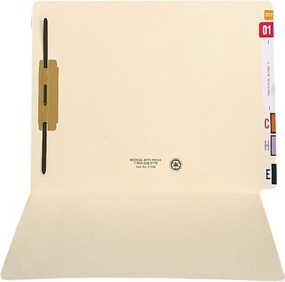 Medical Arts Press® Extended End-Tab Folders; Fastener Position 1, 14 Pt., 50/Box
