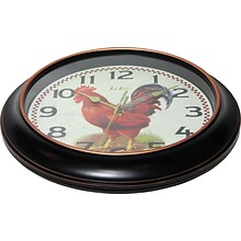 Infinity Instruments 12 Silent Sweep Second Hand Rooster Dial Wall Clock, Rotterdam