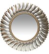 Infinity Instruments 21.5" Feather Design Burnished Light Gold with Gold Center Ring Mirror, Marseille