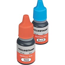 Accu-Stamp Ink Refills, Blue and Red Ink, 2/Bottles (032958)