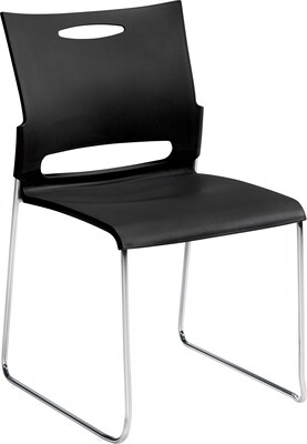 Offices to Go Plastic Armless Stacking Chair, Black/Chrome, 4/Pk (TDOTG11310B)