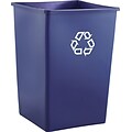 Rubbermaid® Untouchable® Recycling Waste Containers, Square w/PCR Content, Blue, 35 gallon