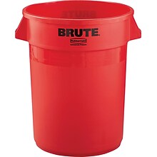 Rubbermaid Brute Plastic Trash Can with no Lid, Red, 32 gal. (FG263200RED)