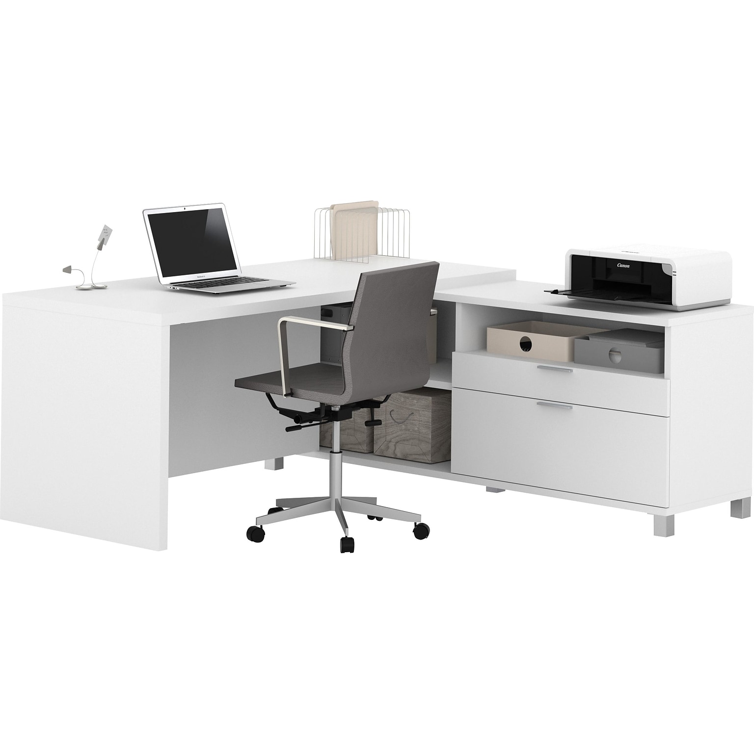 Bestar Pro-Linea L-Desk, White (120863-17)