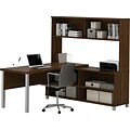 Bestar® Pro-Linea L-Desk with Hutch Oak Barrel