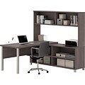 Bestar® Pro-Linea L-Desk with Hutch Bark Grey