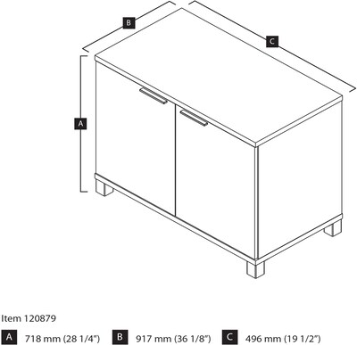 Bestar® Pro-Linea 28" Laminate 2-Door Storage Unit, Bark Grey (120879-47)