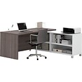 Bestar Pro-Linea 71W L-Desk, White & Bark Grey (120885-47)