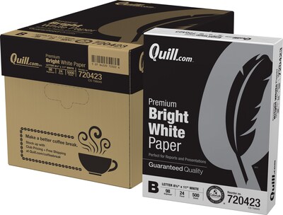 Quill Brand® 8.5 x 11 Laser & Inkjet Print Paper, 24 lbs., 98 Brightness, 500 Sheets/Ream, 10 Ream