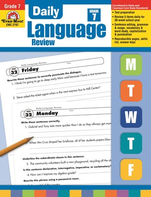 Evan-Moor® Daily Language Review Teachers Edition Book, Grades 7th