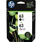 HP 63 Black/Tri-Color Standard Yield Ink Cartridge, 2/Pack (L0R46AN#140)