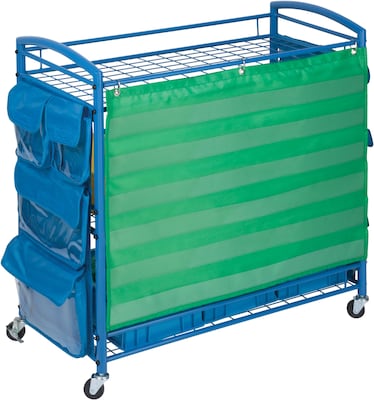 Honey-Can-Do 3-Shelf Metal Mobile Utility Cart with Lockable Wheels, Blue (CRT-03477)