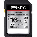 PNY P-SDH16GU165G-G High Performance SDHC CL10 65MB/s UHS-1/U1 16GB Flash Memory Card
