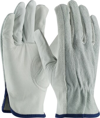 PIP Drivers Gloves, Regular Grade,  Top Grain Cowhide, Large, Gray, 1/Pr