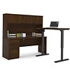 BestarÂ® Prestige+ L-Desk, Hutch, and Electric Height Adjustable Table: Chocolate