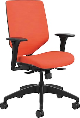 HON® Solve™ Mid-Back Office Chair w/Adj Arms, Charcoal ReActiv™ Fabric Back, Seat: 22W x 19D, Back: 19H x 19W, Bittersweet