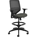 HON® Solve™ Mid-Back Computer Stool with Adjustable Arms, Mesh/Fabric, Black/Ink, Seat: 22W x 19D, Back: 19W x 19H