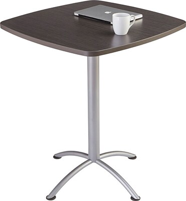 Iceberg iLand Square Edgeband Breakroom Table, Gray Walnut with Silver Base, 42"H x 36"W x 36"D