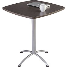 Iceberg iLand Square Edgeband Breakroom Table, Gray Walnut with Silver Base, 42H x 36W x 36D