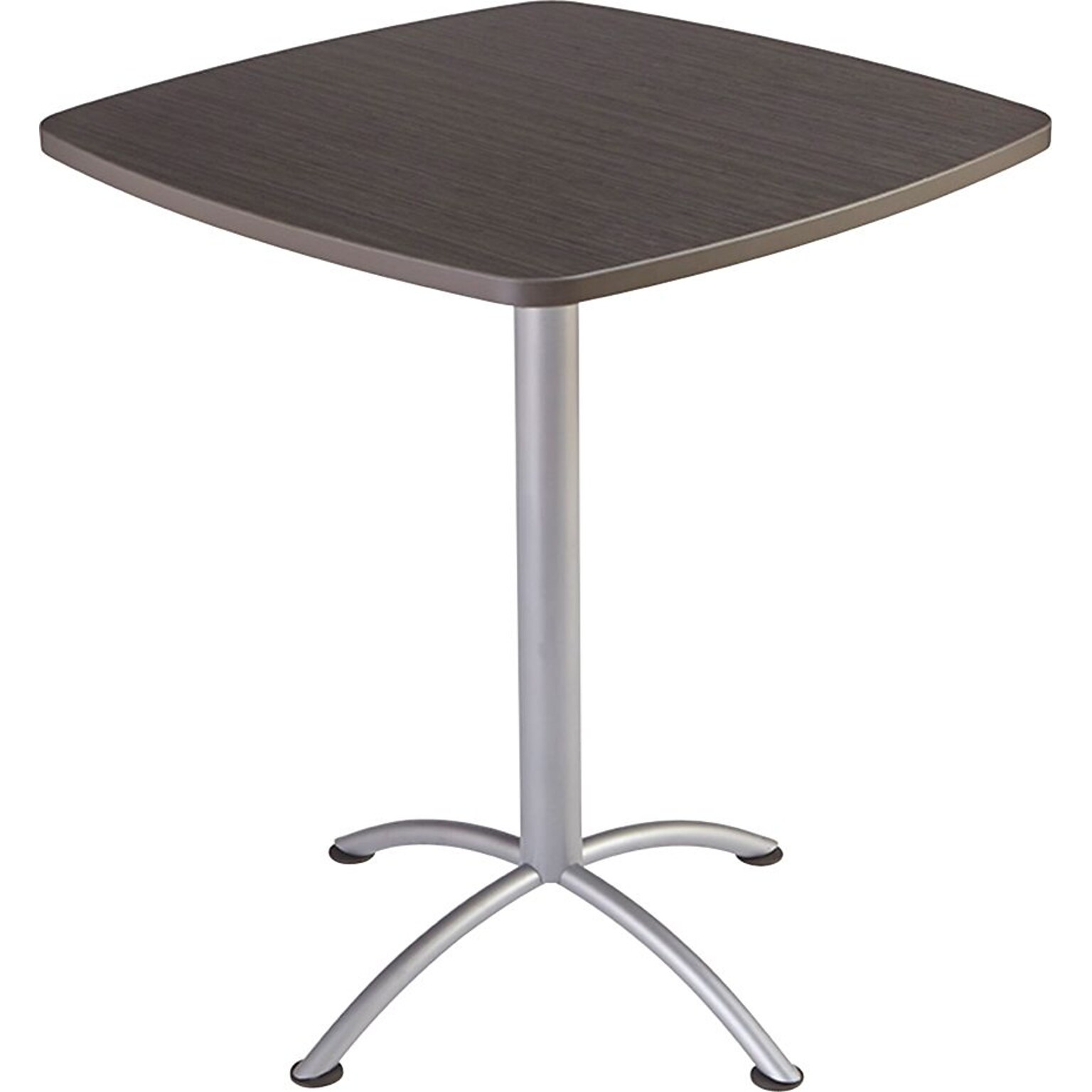 Iceberg iLand Square Edgeband Breakroom Table, Gray Walnut with Silver Base, 42H x 36W x 36D