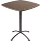 Iceberg iLand Square Edgeband Breakroom Table, Natural Teak with Silver Base, 42"H x 36"W x 36"D