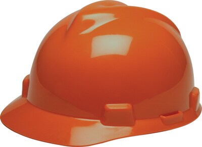 Mine Safety Appliances V-Gard Polyethylene 4-Point Short Brim Hard Hat, Orange (475361)