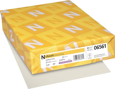 Neenah Paper Classic® 8 1/2 x 11 24 lbs. Laid Writing Imaging Paper, Antique Gray, 500/Ream