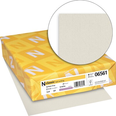 Neenah Paper Classic® 8 1/2 x 11 24 lbs. Laid Writing Imaging Paper, Antique Gray, 500/Ream
