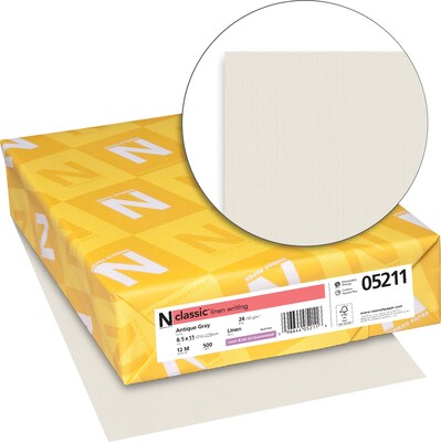 CLASSIC® Linen Writing Paper, 8 1/2" x 11", 24 lb., Linen Finish, Antique Gray, 500/Ream