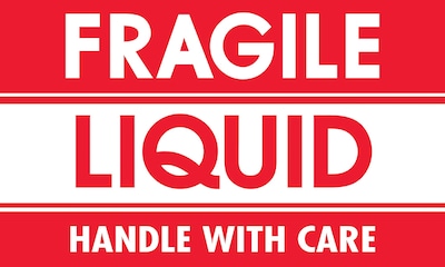 Tape Logic Fragile - Liquid - Handle With Care Shipping Label, 3" x 5", 500/Roll