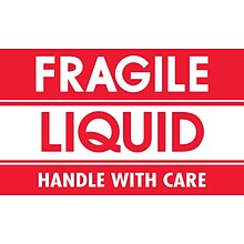 Tape Logic Fragile - Liquid - Handle With Care Shipping Label, 3 x 5, 500/Roll