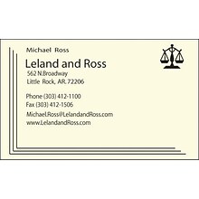 Custom 1-2 Color Business Cards, Ivory Index 110# Cover Stock, Flat Print, 1 Standard Ink, 1-Sided,