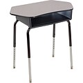Virco® Adjustable-Height Open-Front Collaborative Student Desk; Gray/Black, 2/Carton