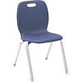 Virco® 18 Stack Chair for Grades 4-Adult; Navy/Chrome, 4/Carton