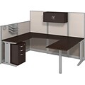 Bush Business Furniture Business Office in an Hour Collection 89x65 U Workstation w/Storage & Accessory Kit, Installed
