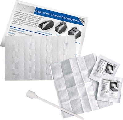 Epson Check Scanner Cleaning Kit, 16 Cards, 4 Wipes and 4 Swabs per Kit