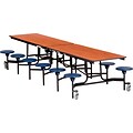 NPS® 8 Rectangular Cafeteria Table w/ 8 Stools; Cherry/Blue