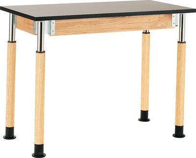 NPS® 30x60 Chemical-Resistant Height-Adjustable Science Table; Oak Legs