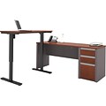 Bestar® Connexion 71W L-Desk with Electric Height-Adjustable Table, Bordeaux/Slate (93885-39)