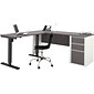 Bestar Connexion 72"W L-Desk with Electric Height-Adjustable Desk, Slate/Sandstone (93885-59)